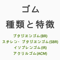 ゴムの種類と特徴　～ブタジエンゴム（BR）／スチレン・ブタジエンゴム（SBR）／イソプレンゴム（IR）／アクリルゴム（ACM）～